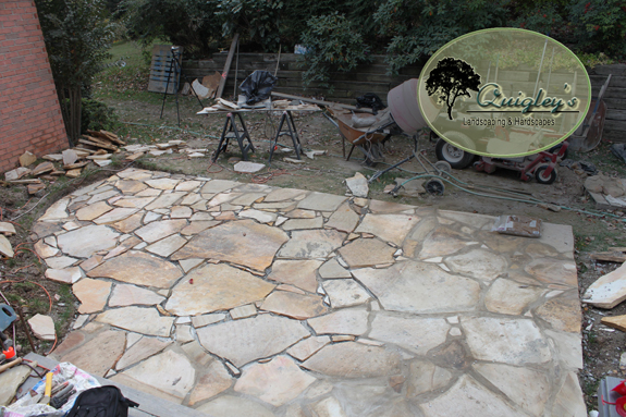 This image shows the patio near completion we built in Brentwood Tennessee. 